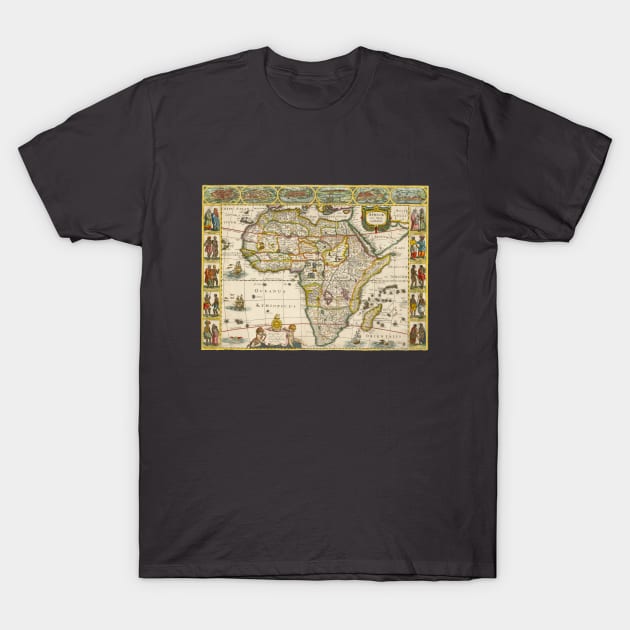 Antique Map of Africa by Hondius and Jansson, 1635 T-Shirt by MasterpieceCafe